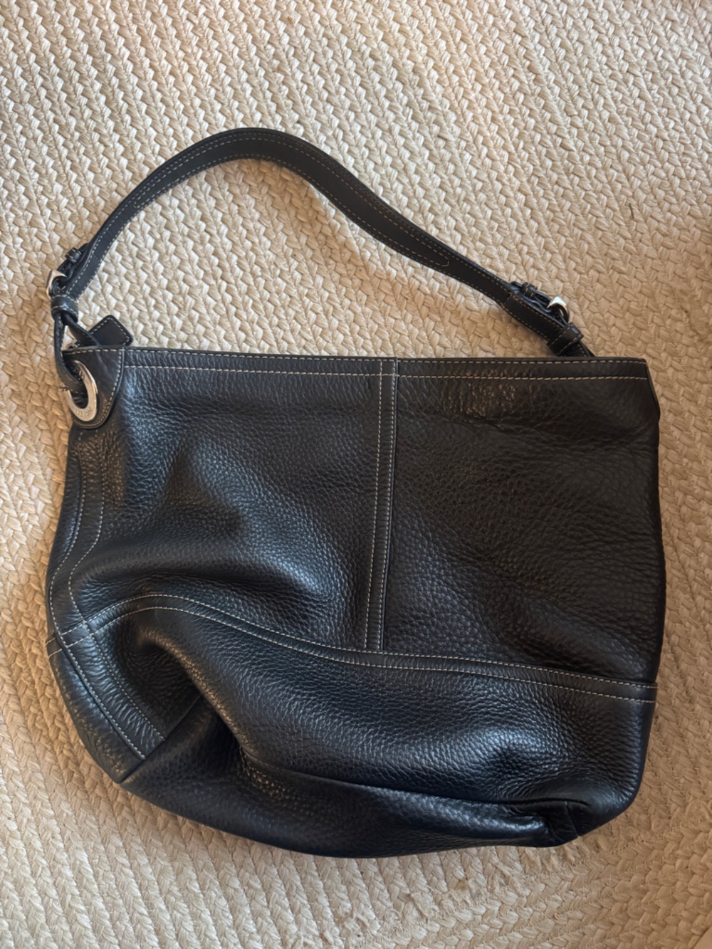 Coach Black Pebbled Leather Messenger Bag